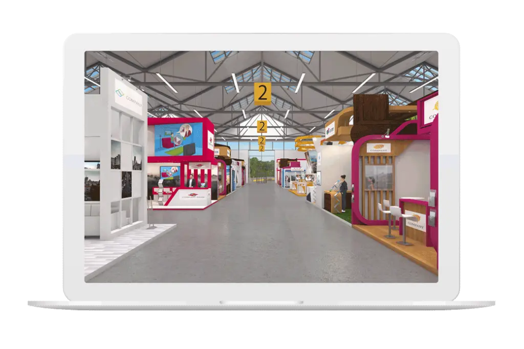 Blick in eine virtuelle Messehalle
